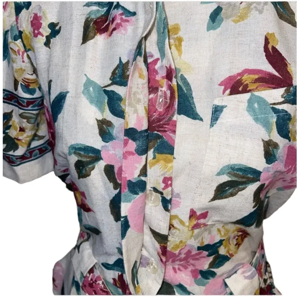 Damon Petite Vintage Union Made Floral Dress w/ Pockets & Belt Made USA Size 10